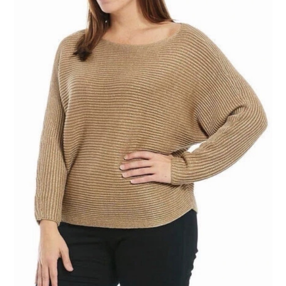 Lauren Ralph Lauren Women's Plus Dolman Sleeve Boatneck Sweater, Gold‎ , 2X XXL